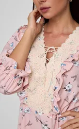 Sukienka Anelli Laurel 1023 pudra s cvetami