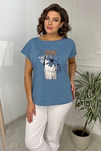 2054 (короткий рукав) голубой серебро