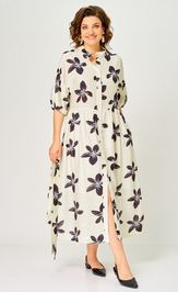 Платье Milora 1451 молочный/ темные цветы