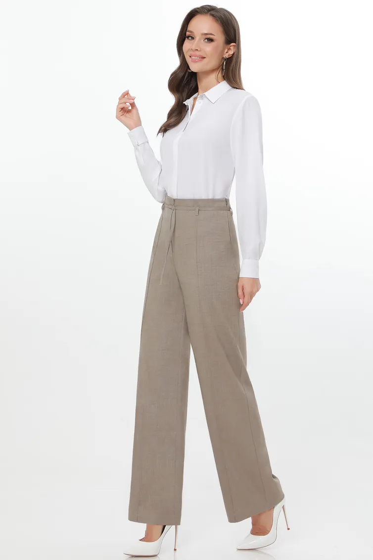 Spodnie DS Trend #Br-0199-0409 (bezhevye pryamye so strelkami)