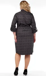Dress LadyThreeStars 2474 kletka s malinovym