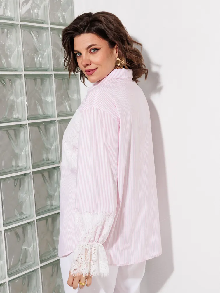 Bluzka Anastasia MAK #1352 rozovyj+poloska