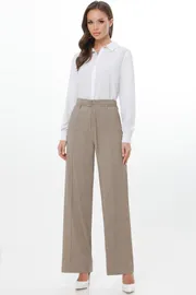 Spodnie DS Trend #Br-0199-0409 (bezhevye pryamye so strelkami)