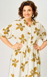 Платье Milora 1451 молочный/ горчичные цветы