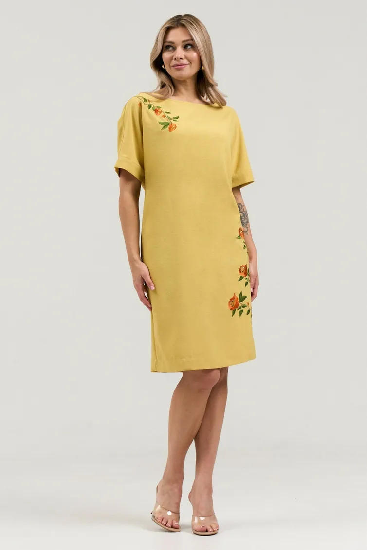 Sukienka Ladis Line #1499 gorchica