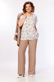 Suit Milora #1458 pesochnyj + pastelnye cvety