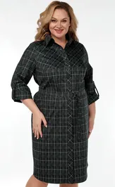 Dress LadyThreeStars 2473 kletka s izumrudnym