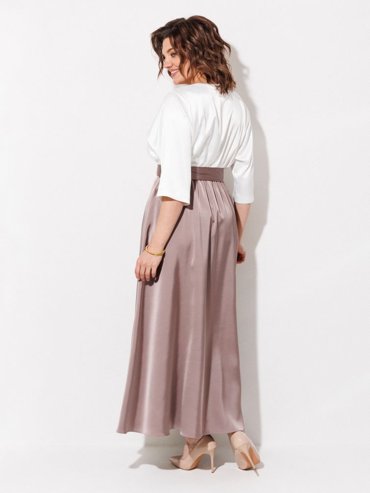 Платье Anastasia MAK арт. 1229 жемчужный+капучино