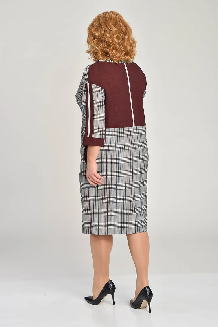 Платье Lady Style Classic Outlet арт. 1550 бордо+сер кл