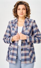 Жакет БелЭльСтиль 412-303 бело-синяя клетка