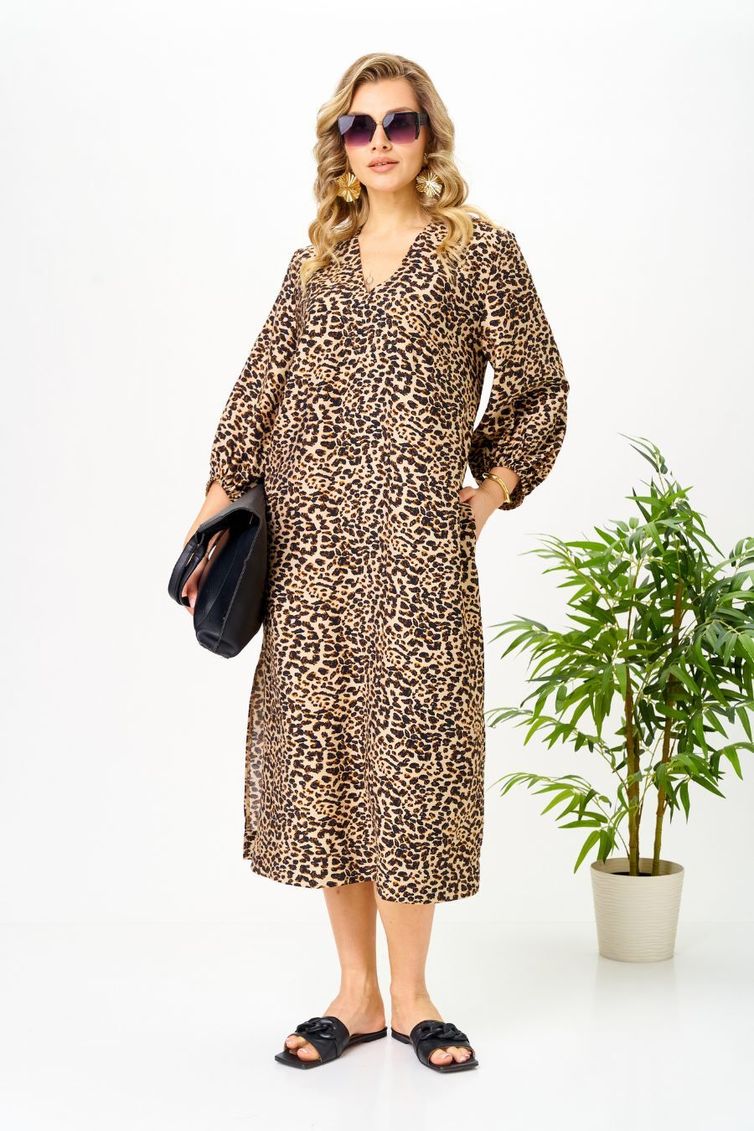 Платье Ava fashion арт. М-191 коричневый-бежевый