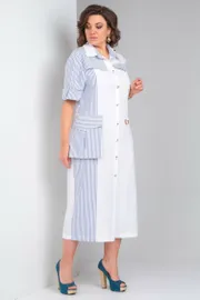 Sukienka Ladis Line #1284 belyj+poloska