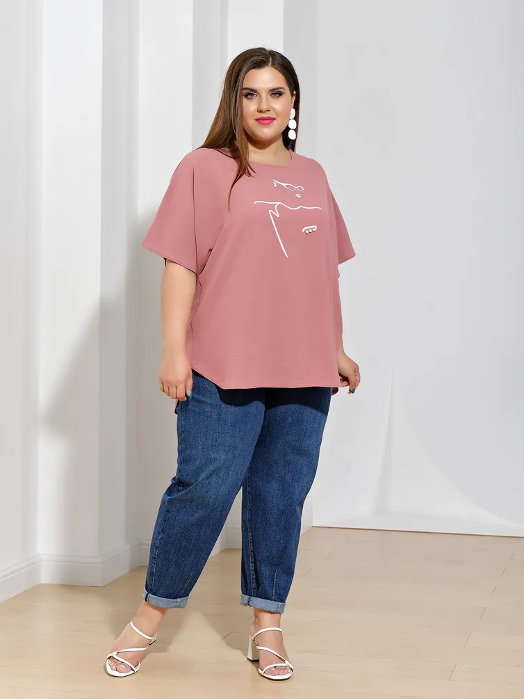 Bluzka DORA plus #0250-1 rozovaya pudra