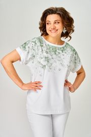 Блуза Rumoda арт. 2258 (короткий рукав) белый-зеленый