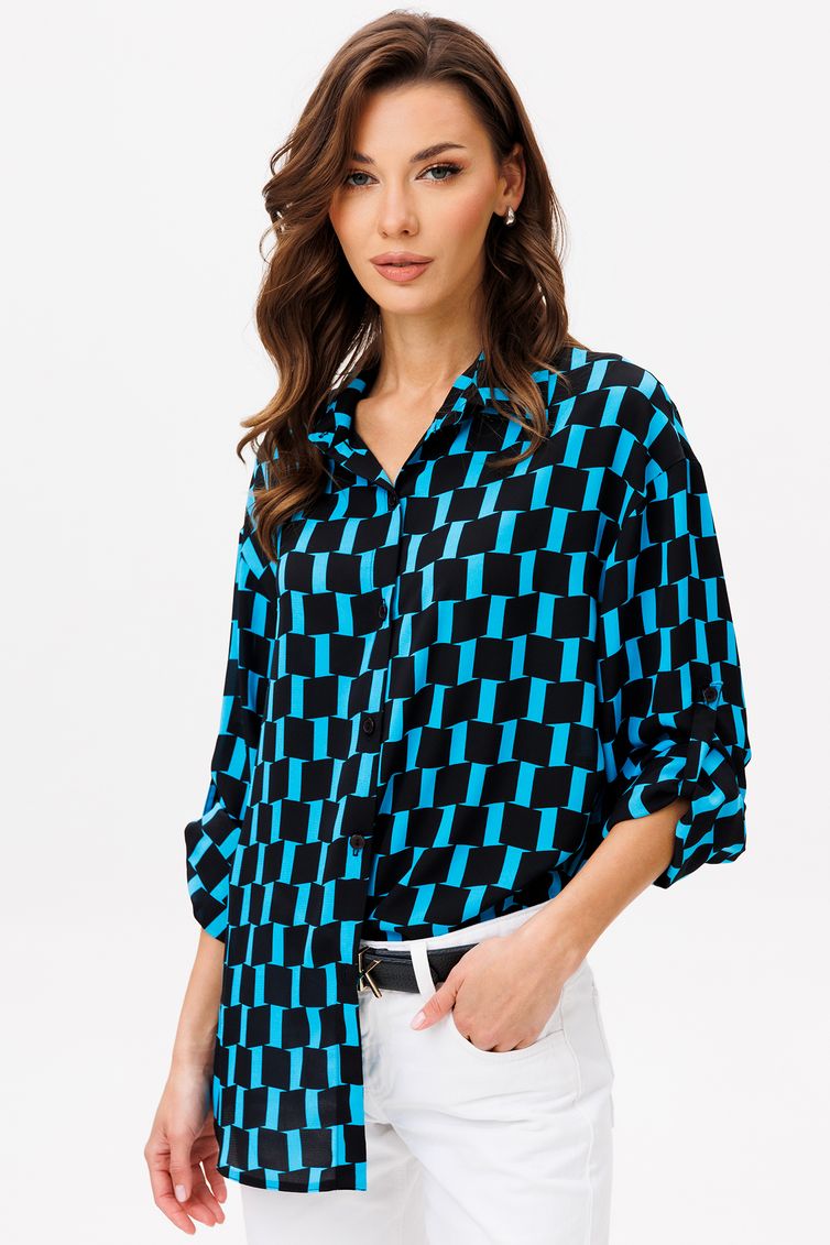 Blouse VIZAVI #735 cherno-goluboj