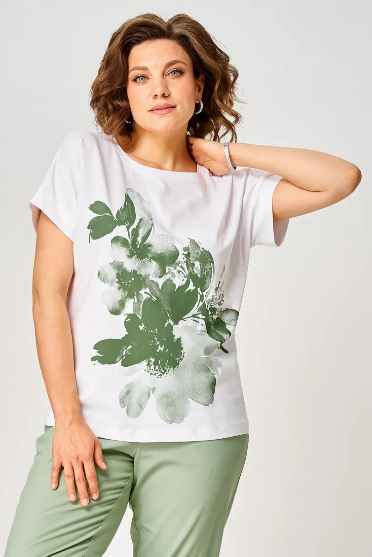 Blouses & tounics Rumoda #2259 (korotkij rukav) zelenyj-belyj