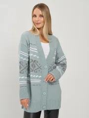 Кардиган Newvay арт. 9242-91045 тополь серебристый/бел/титаниум