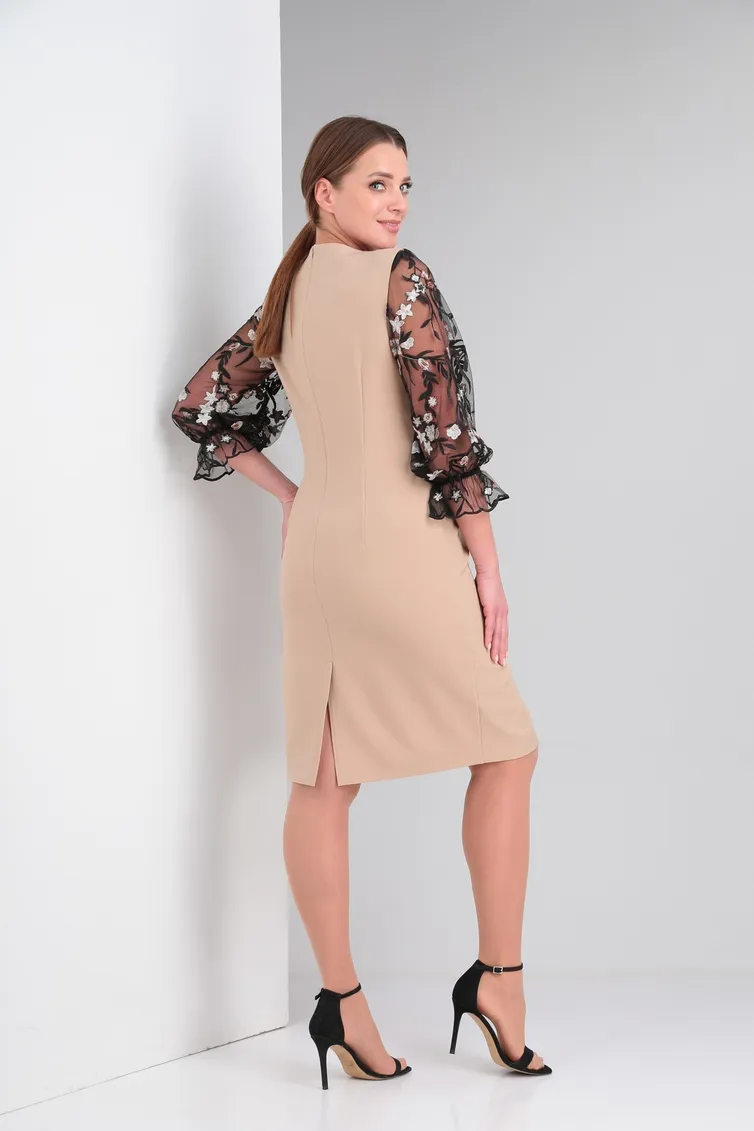 Sukienka Vilena-fashion #771 bezhevyj + chernyj