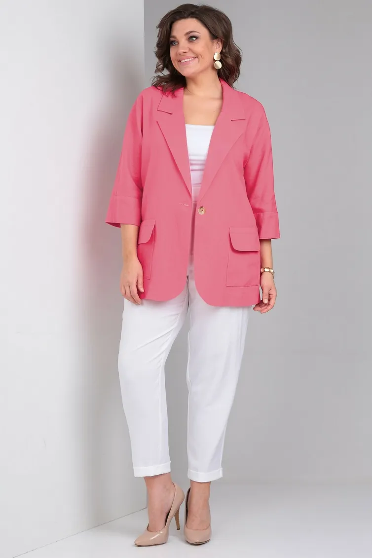 Garnitur Ladis Line #1487 korall + belyj
