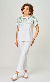 Блуза Rumoda 2258 (короткий рукав) белый-зеленый