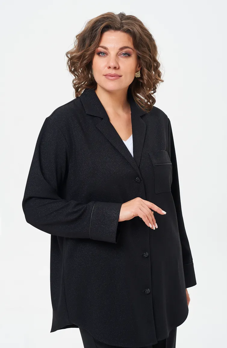 Bluzka BelElStyle #869-307 chernyj s bleskom