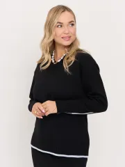 Джемпер Newvay арт. 9252-94230 черн/осеннее небо/метонить сильвер