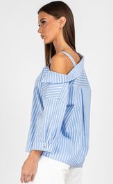 Blouse VIZAVI 726 belo-golubaya poloska