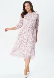 Sukienka GIZART #5203/1 svetlo-rozovyj, cvetok lavandy