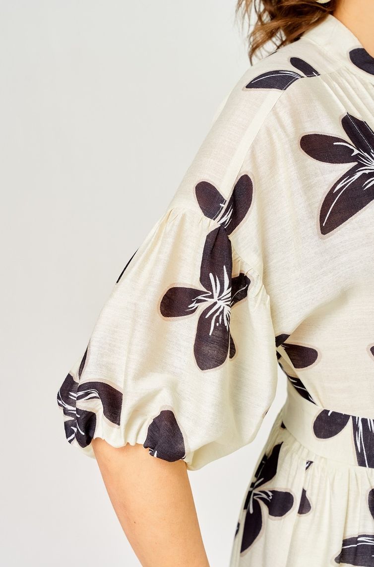 Платье Milora арт. 1451 молочный/ темные цветы