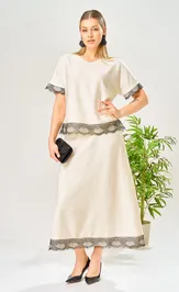 Костюм Ava fashion М-196 молочный-шампанское
