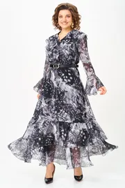 Sukienka Anastasia MAK #1280 seryj+chernyj multikolor