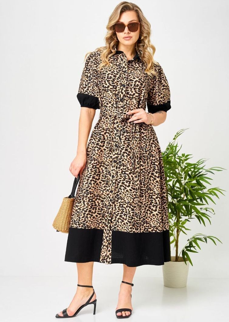 Платье Ava fashion арт. М-194 черный-бежевый