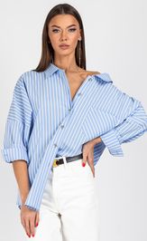 Blouse VIZAVI 727 belo-golubaya poloska