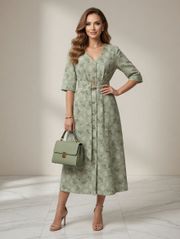 Dress GIZART #5299 salatovo-zelenyj, print cvety