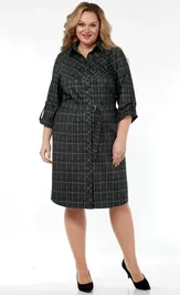 Dress LadyThreeStars 2473 kletka s izumrudnym