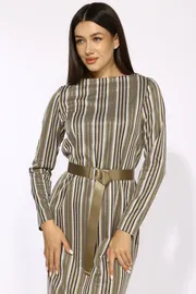Sukienka Faufilure #S1407 poloska seraya-zheltaya
