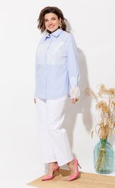 Блузка Anastasia MAK 1352 голубой+полоска