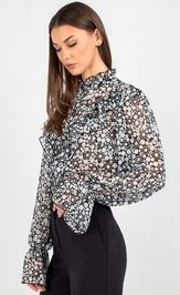 Blouse VIZAVI 744 cherno-belyj