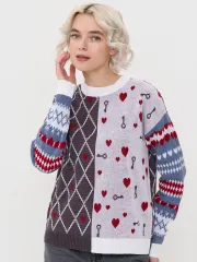 Джемпер Newvay арт. 9232-94017 мол/графит/кармин/св.джинс