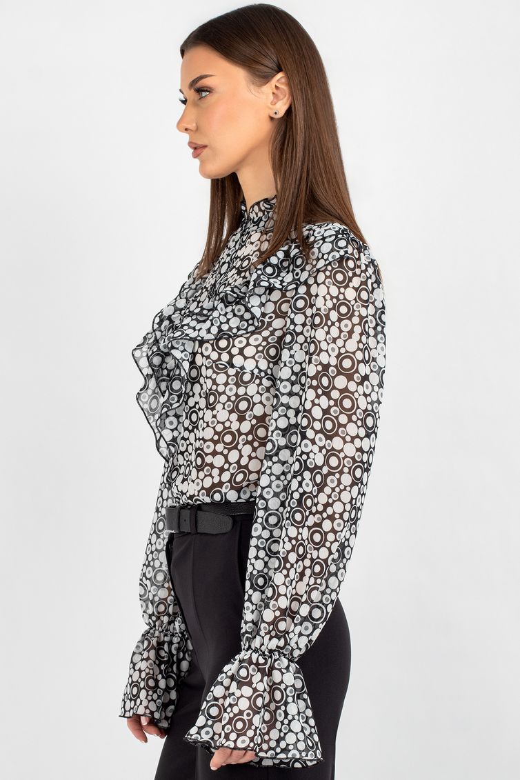 Blouse VIZAVI #744 cherno-belyj