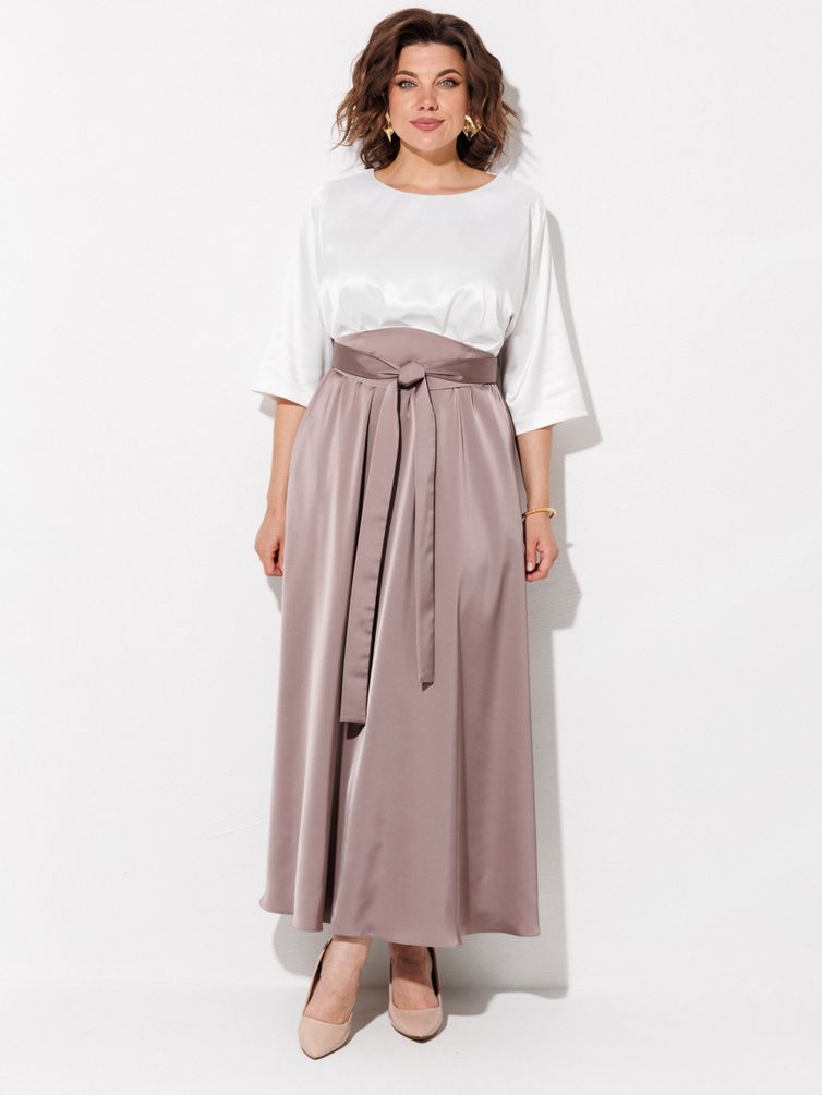 Платье Anastasia MAK арт. 1229 жемчужный+капучино