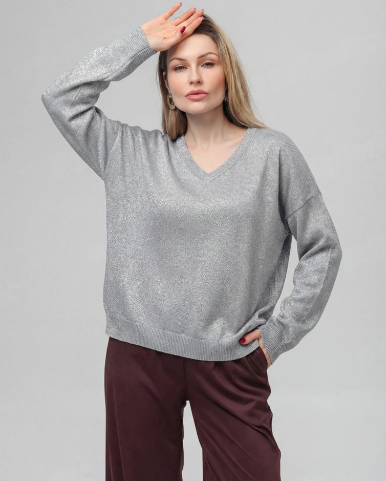 Джемпер Romgil арт. РВ0344-ХМ5 5 серый шелк, серебро