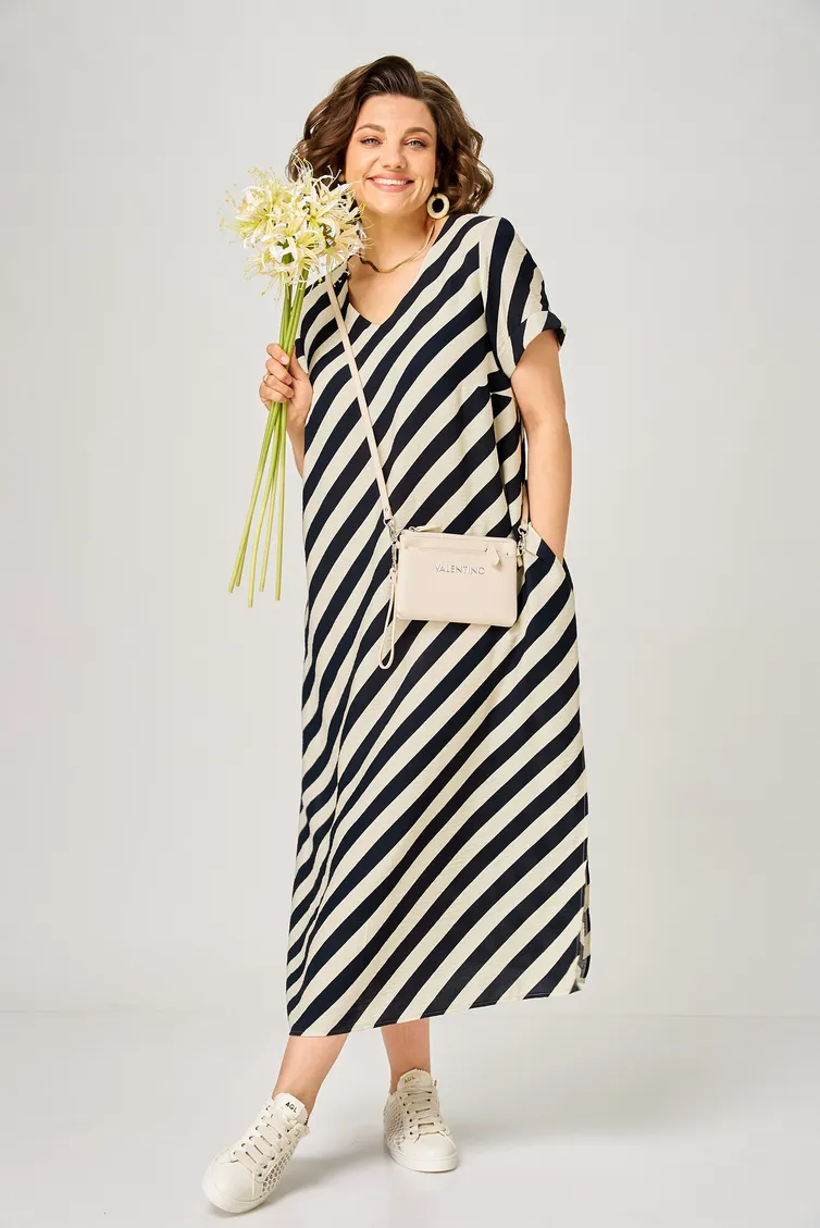 Sukienka BelElStyle #887-338 poloska