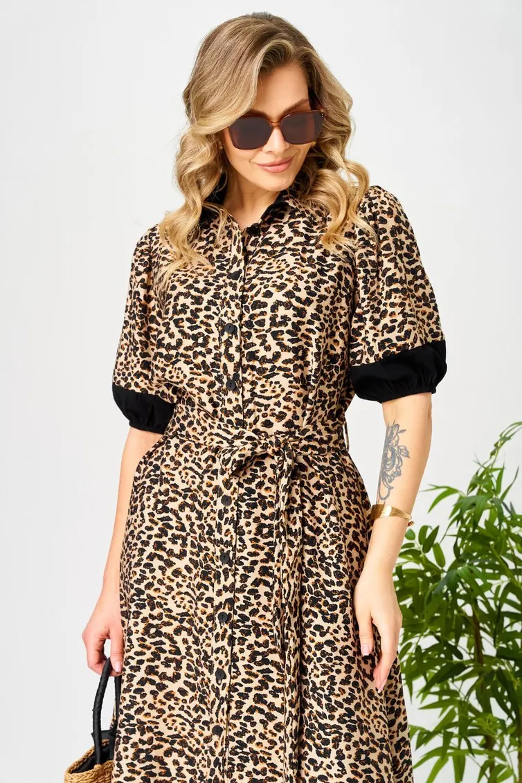 Sukienka Ava fashion #M-194 chernyj-bezhevyj