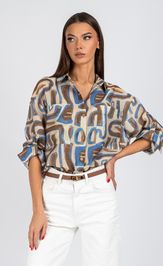 Blouse VIZAVI 725 bezhevyj+korichnevyj+goluboj