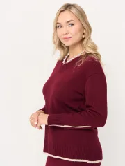 Джемпер Newvay арт. 9252-94230 пино нуар/ваниль/метонить золото