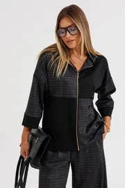 Garnitur Anastasia #1393 grafit (print kletka)