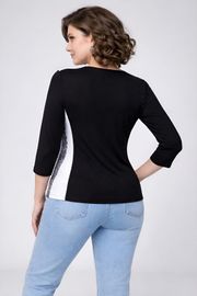 Блуза Abbi арт. 4029 черно-белая с принтом