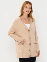 Кардиган Newvay арт. 9252-91048 беж меланж/пыльный кедр