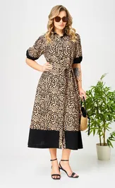 Платье Ava fashion М-194 черный-бежевый